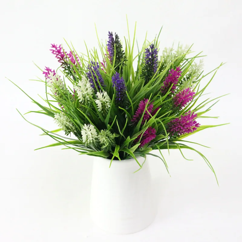 JAROWN Artificial Flower Plastic Fake Flowers Simulation Lavender Bouquet Flores Wedding Decor Home Gardening Decor Accessories (26)