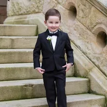 Черные костюмы для мальчиков из 2 предметов, Свадебный костюм для мальчиков, костюм для выпускного вечера, одежда для Святого Причастия для мальчиков, 2 предмета