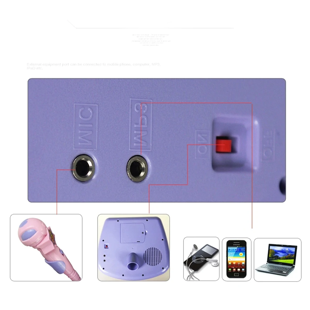 Kids Microphone Portable Microphone Bag Shape for Kids with Speaker Compatible with PC/iPad/iPhone/