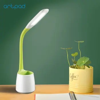 

5W Student 3 Brightness Office Lighting White Desk Lamp Touch Dimmer With Pen Holder 220V Eye Care Bedroom Bedside Home Decor