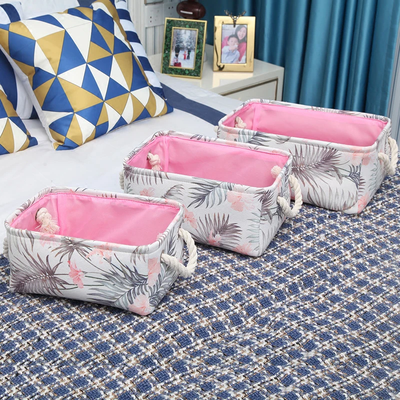 WCIC Linen Laundry Hamper Tropical Leaves Flowers Style Folding Storage Basket Box Kids Toy Organizer Barrel Bag Storage Holder