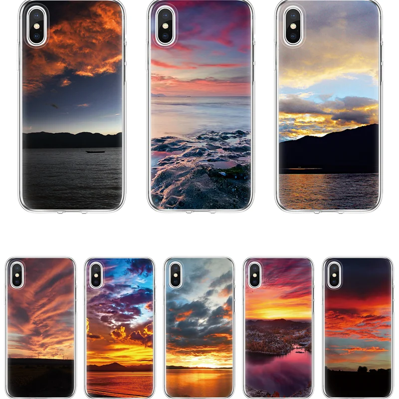 Чехол для iPhone X 6 Plus 4S 5 5S SE S 7 8 Fundas мягкий чехол 7plus plus XR Sunset TPU XS Max |