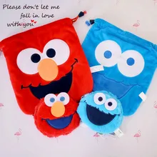 Крутые 1 шт. Сумки на шнурке с героями мультфильма «Улица Сезам», милые плюшевые сумки для хранения, сумка для макияжа, кошелек для монет, Карманный Кошелек, новинка