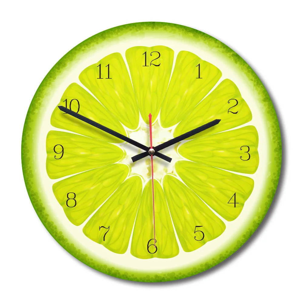 Домашние летние часы в форме фруктов акриловые европейские Креативные Круглые Настенные часы для гостиной 4 цвета аксессуары для украшения дома