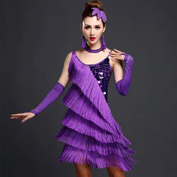 ballroom competition dresses tango adult red latin dance costumes women salsa dancewear dance costume dresses fringe gold sequin