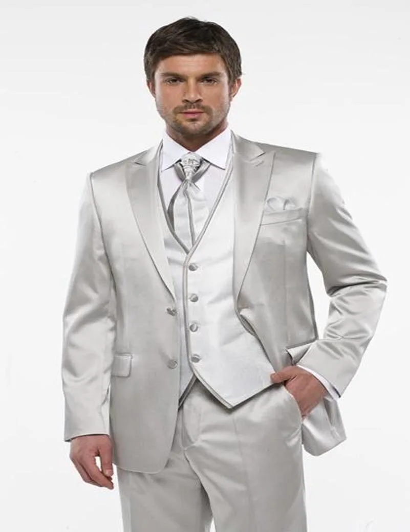 Custom Made Newest white Groom Tuxedos Peak Lapel Men's Suit Light ...