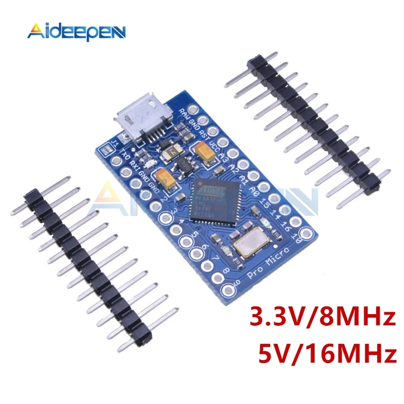 

Pro Micro ATmega32U4 3.3V/8MHz 5V/16MHz Micro USB Connector+2 Pin Header Replace ATmega328 For Arduino Leonardo USB Interface