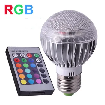 

30pcs/lot E27 RGB Dimmable LED Light 85-265V 110V 220V Colorful Bulb Lamps 6W + 24key IR Remote Control lighting