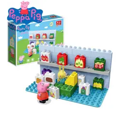 Новые оригинальные Пеппе свинья ходить по магазинам здания Конструкторы набор 38 шт. включает в себя 2 куклы Пеппа и rebacca Кролик Дети игрушка