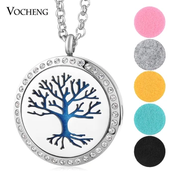 

10pcs/lot Essential Oils Diffuser Locket Necklace 316L Stainless Steel Tree Magnetic Crystal Pendant without Felt Pads VA-324*10