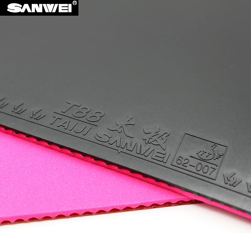 SANWEI New TAIJI (TAICHI) PLUS 40 + резина для настольного тенниса (полулипкая, розовая губка для натяжения в немецком стиле) Резина для пинг-понга