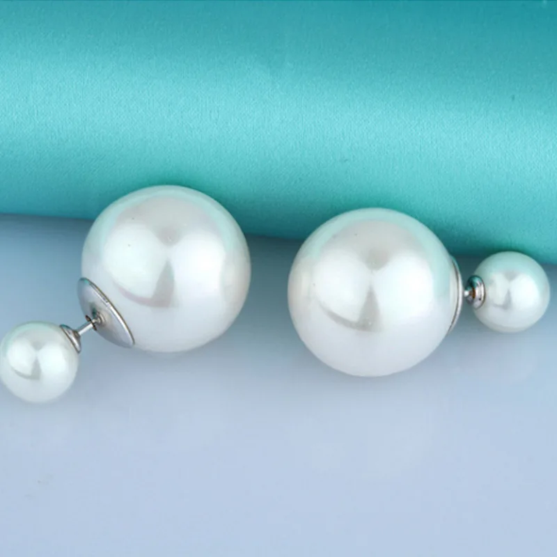 

Fashion Cute Girls Pearl Earrings For Women Double Side Stud Earing Female Jewelry Wedding Party Friends Gift