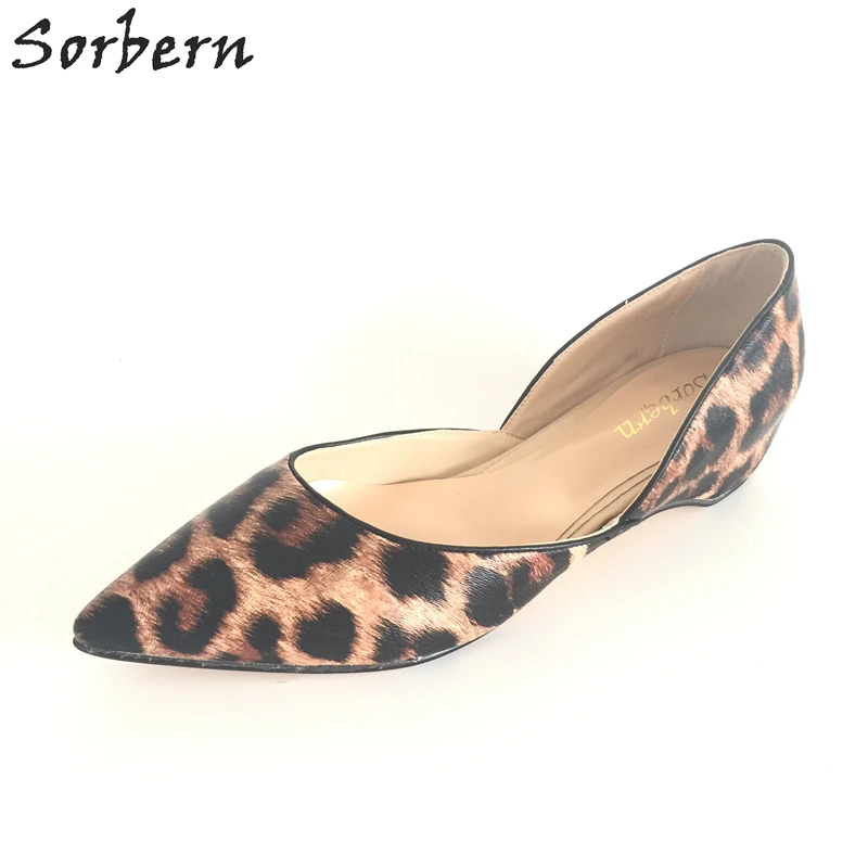 Leopard Flat Shoes Women Slip ons Pointed Toe Dress Shoes Custom Bottom ...