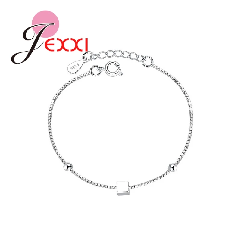 

New Silver S90 Color Square Bracelet & Bangle Adjustable Charm Bracelet For Women Bridal Wedding Jewelry Accessories