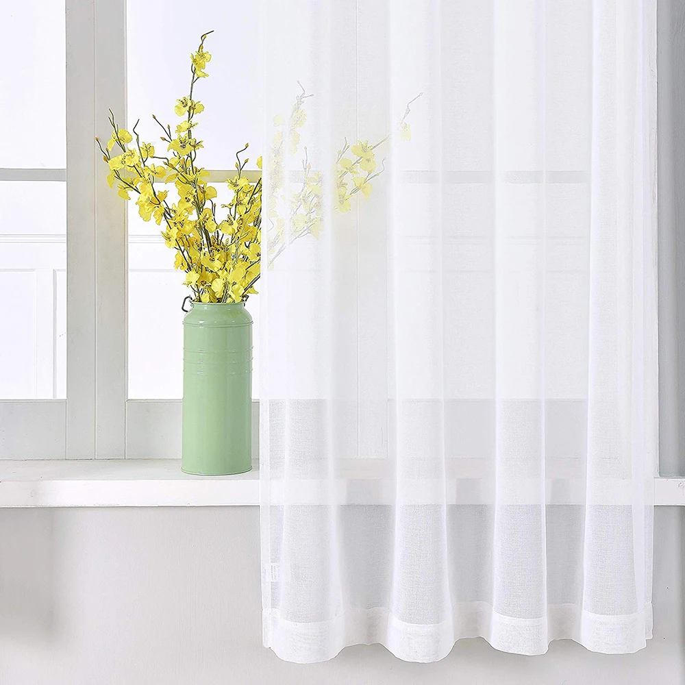 Cortinas de tul de ventana de cortina de hilo blanco sólido de Europa para sala de estar cocina tratamientos de ventana modernos cortina de gasa