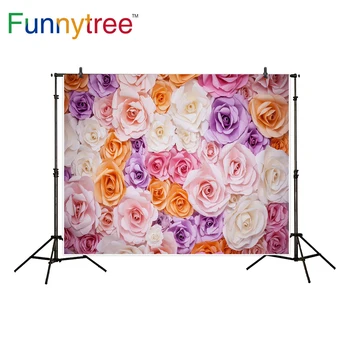 

Funnytree backdrop for photography studio paper flower wall colorful wedding room decoration background photocall photobooth