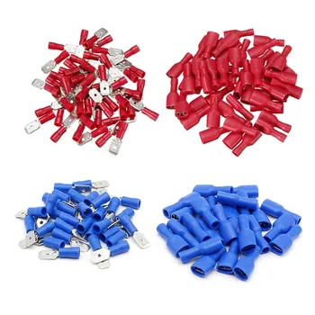 

100PCS 16-14AWG Insulated Spade Crimp Wire Cable Connector Terminal Male/Female Kit