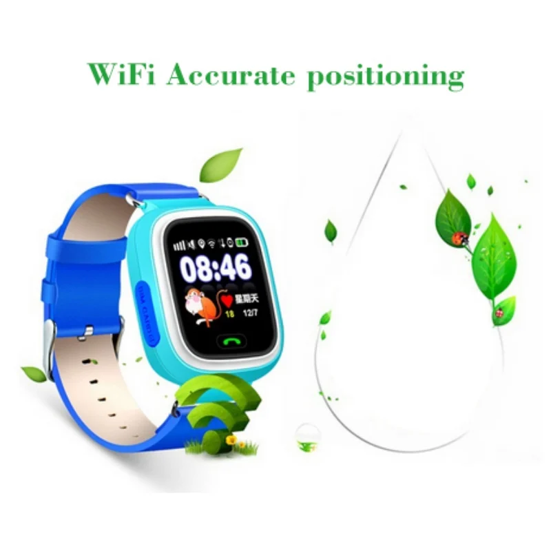 Fashion Q90 GPS Phone Positioning Children Watch 1.22 inch Color Touch Screen WIFI SOS Smart Watchs