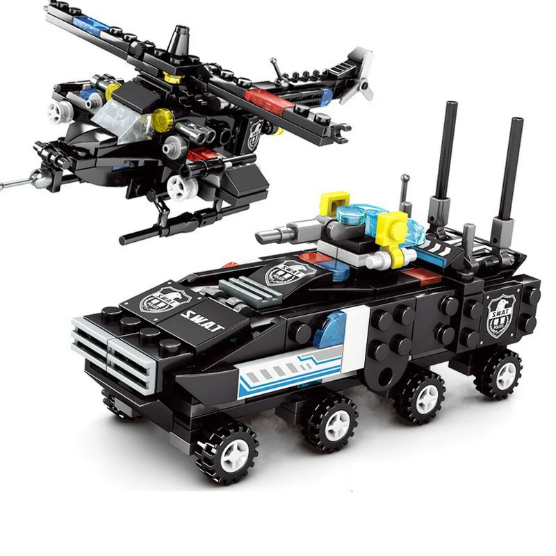 

409pcs 10in2 Children's educational building blocks toy Compatible Legoings city Black Hawk Special Forces Armed Chariot Gunship
