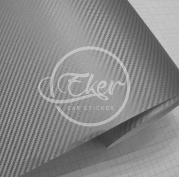 

EKER CAR STICKER 1.52x30M 5FTx98FT Free Shipping Air Bubble Free High Quality Gray 3D Carbon Fiber Sticker 0.18MM