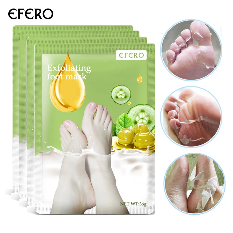 

2pair=4pc Olive Foot Mask for Legs Dead Skin Exfoliating Foot Mask Cream Socks for Pedicure Cracked Heels Baby Foot Peeling Mask