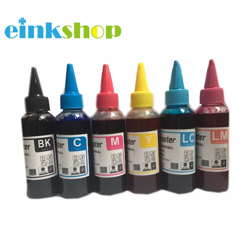 

6X100ML CMYKLCLM inkjet refill dye ink for HP desktop printers For HP 02 11 82 84 85 363 etc