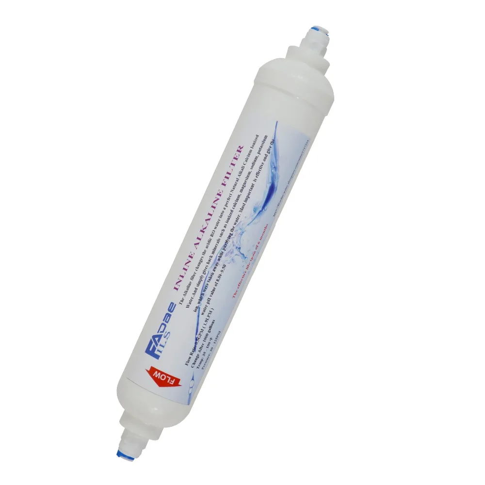 

10-inch Inline Alkaline Replacement Water Filter Cartridge with ph value of 8.00 - 9.50 ,1/4" Quick connector