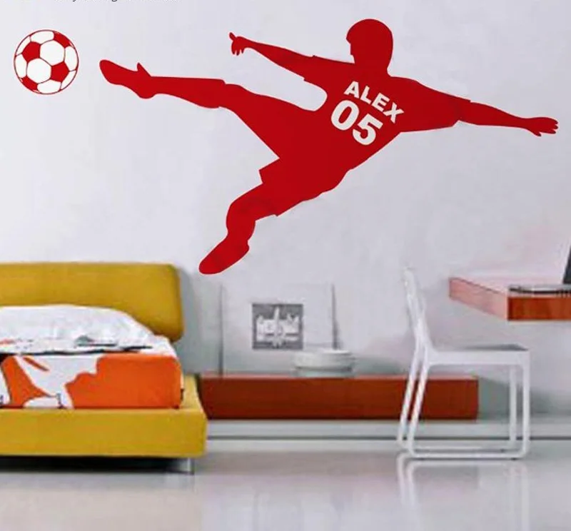 Free-Shipping-Personalized-Custom-Name-Wall-Sticker-Vinyl-Boy-Shoot-The-Soccer-Wall-Mural-For-Room