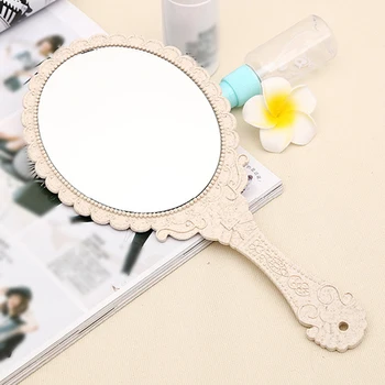 

Creative retro pattern handle mirror small fresh makeup mirror portable portable beauty salon fill light princess hand mirror