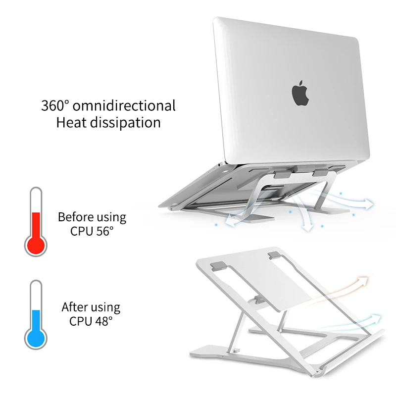 LARICARE Серебристая подставка для ноутбука. Портативная и складная и регулируемая подставка для ноутбука, эргономичный офисный держатель для ноутбука. 11-17 дюймов