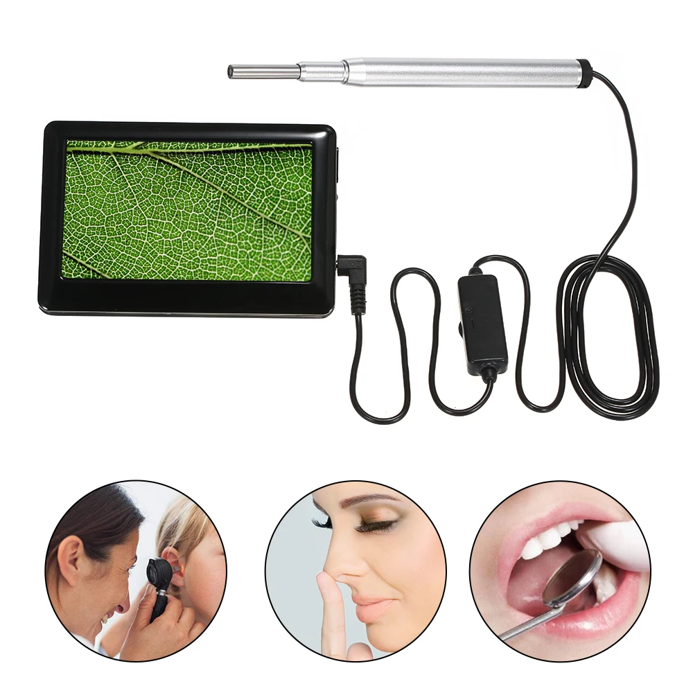 

Ear/Nose/Mouth Inspection 1MP Endoscope Camera 3.9mm 6 LEDs 4.3inch Color Screen Earpick TF Card USB Interface Ear Cleaning Tool