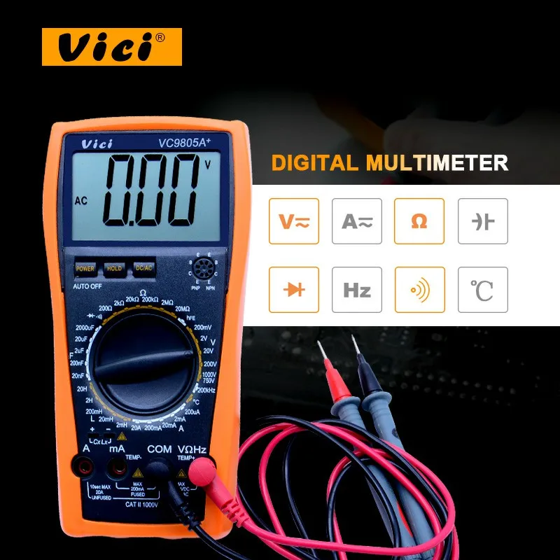 Высокая presion Цифровой мультиметр Полная защита измерять индуктивность Частота Температура электро VC9805A + с высокого качества