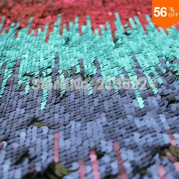 

PQYY47 Sequins embroidery water-soluble lace fabric cloth high-end color gradient encryption wedding dress material tecido tela