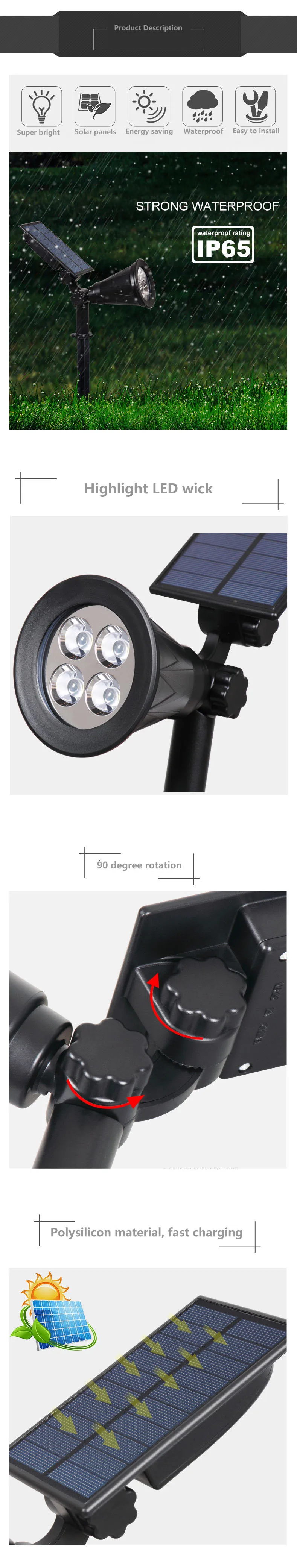 Plug-in de Luz de Inundação do Jardim ao ar Led à Prova Luz da Parede Luz da Paisagem para a Decoração do Jardim Holofotes Energia Solar Gramado Livre d' Água 6 Do Jardim Ao Ar Livre Plug-in de