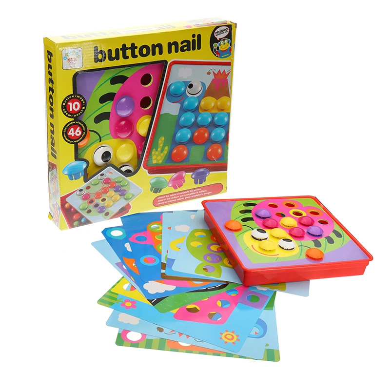 Button Nail 3D Puzzles Creative Children Kids Assembling Big Mushrooms