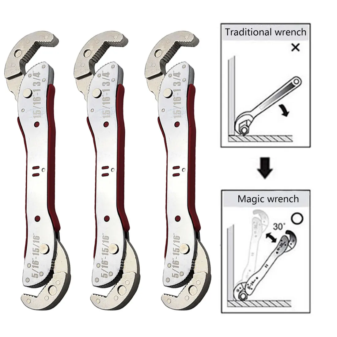 Adjustable Magic Wrench Multi function Wrench Tool Universal Wrench 9