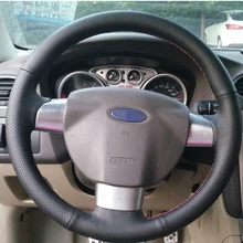 Negro de Cuero Artificial Cubierta Del Volante Del Coche para Ford Focus 2 2005-2011 (Radios)