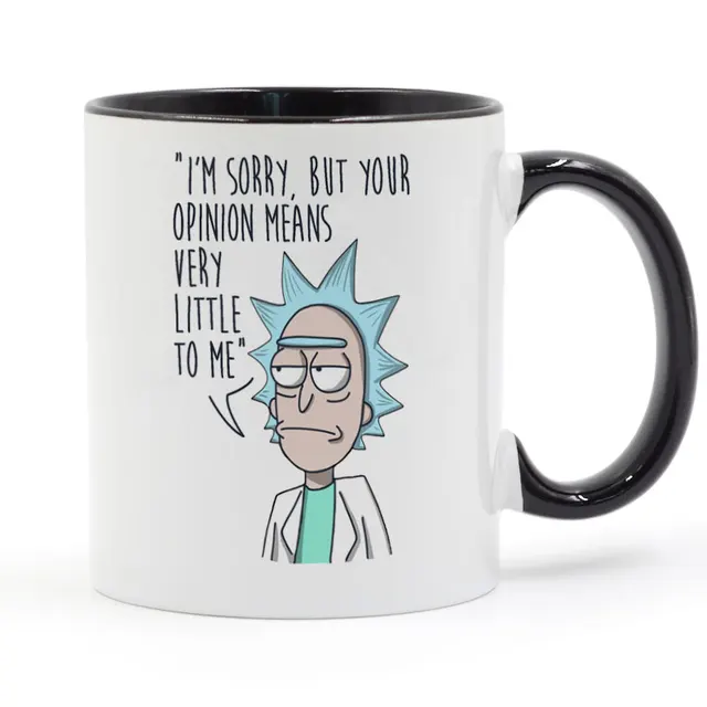 Cheap Rick And Morty Funny Mug Black Handle Black Inside Coffee Ceramic Cup Creative Gifts 11oz C212