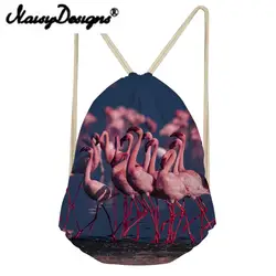 NOISYDESIGNS 3D Фламинго На Пляж Печатных Дети Drawstring сумка рюкзак для девочек-подростков спортивные Softback строка Mochila