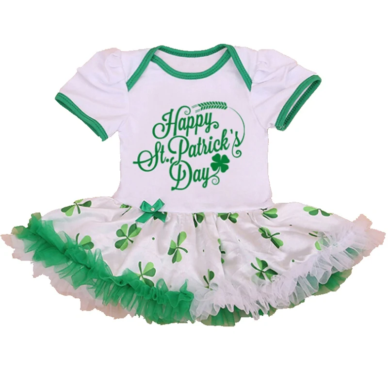Счастливый День Святого Патрика, зеленый детский кружевной комбинезон, платье, комбинезон, комбинезон для девочек, одежда для новорожденных, Одежда для младенцев