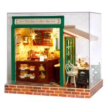 Diy кукольный домик Миниатюрные деревянные игрушки для детей кофейная панель звезд 3D Сборка DIY Кукольный дом игрушки для детей Подарки для девочек