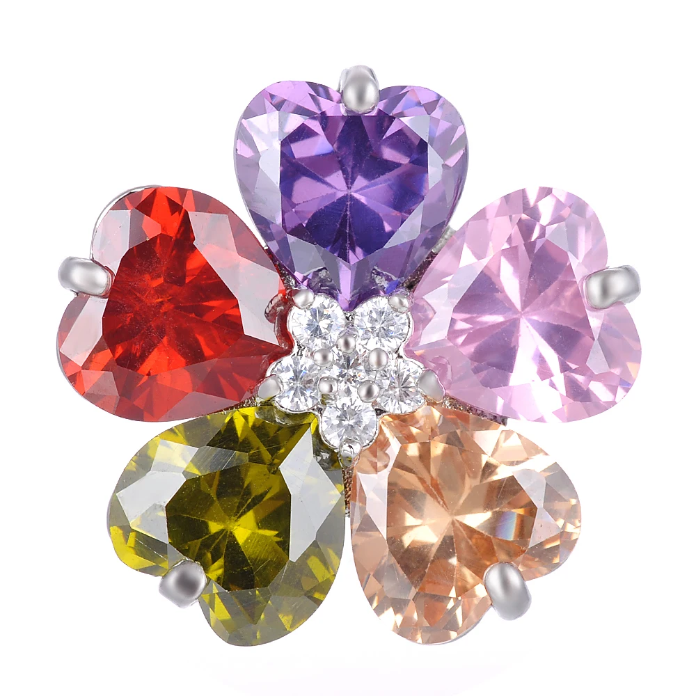 

CZ Stone Vocheng Ginger Snap Button Jewelry 18mm 4 Colors Flower Luxury Brass Material Charms Vn-1391