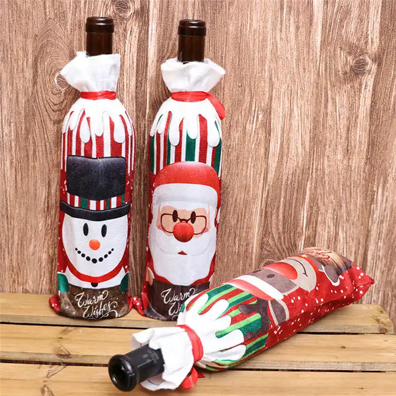 Christmas Xmas Wine Bottle Covers Bag Santa Claus Snowman Bottle Cover Dinner Table Decoration for Home New Year Products #2o26 (3)