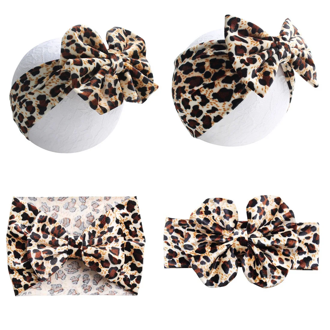 

Baby Boy Girl Leopard Elastic Bowknot Headband Hair Band Headdress