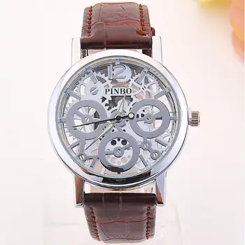 

reloj hombre Luxury Famous Skeleton simulation mechanical Male Clock Hollow Transparent Quartz Watches montres zegarki meskie