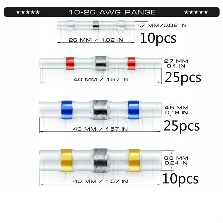 120 шт. припоя уплотнения провода разъемы и термоусадочные трубки припой рукав провода разъемы комплект 26-10AWG