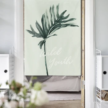 

Northern Europe style cloth green plant door window curtain Japan home decoration bedroom living study room kitchen household