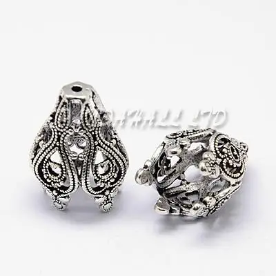 

Brass Bead Caps, 5-Petal, Flower, Antique Silver, 20x15mm, Hole: 1mm