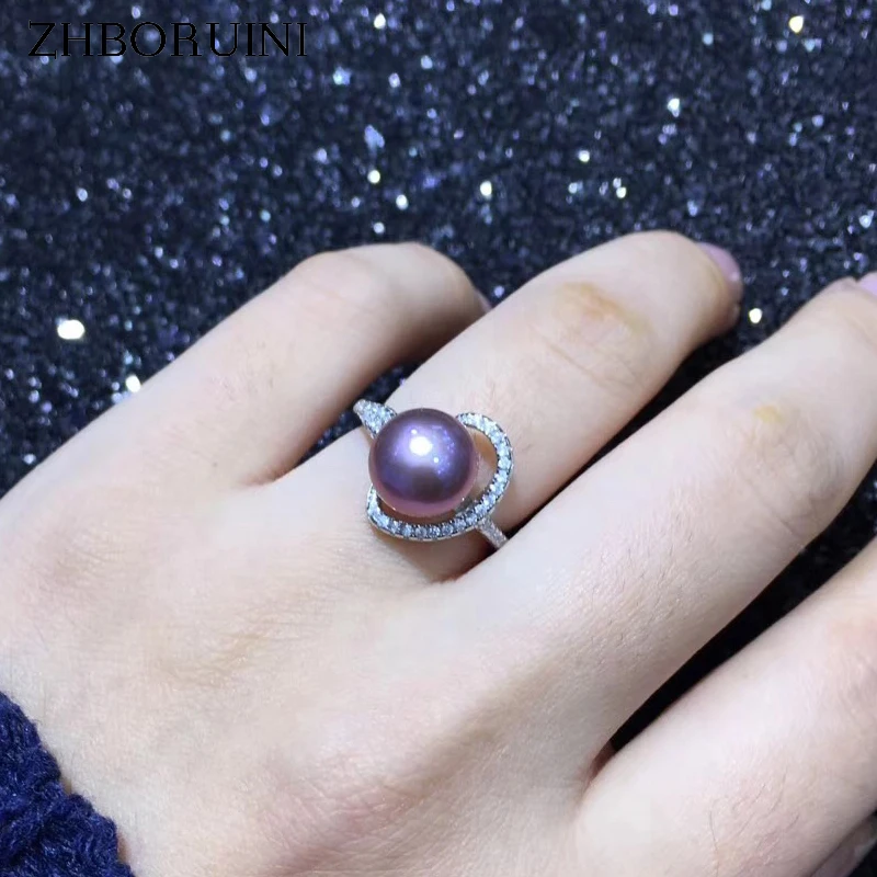 

ZHBORUINI Fine Pearl Ring Jewelry Micro-zircon Eye Natural Freshwater Pearl Rings 925 Sterling Silver For Women Wedding Gift