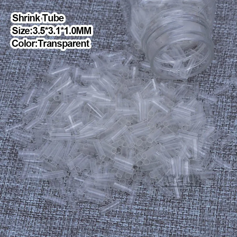 

Shrink Tubes For Hair Extensions 3.5*3.1*10MM 500Pcs/Bottle Transparent Fusion Links Shrink Link